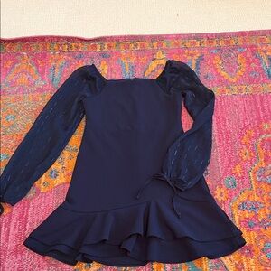 Rare Editions Navy Dress with Sheer Accents